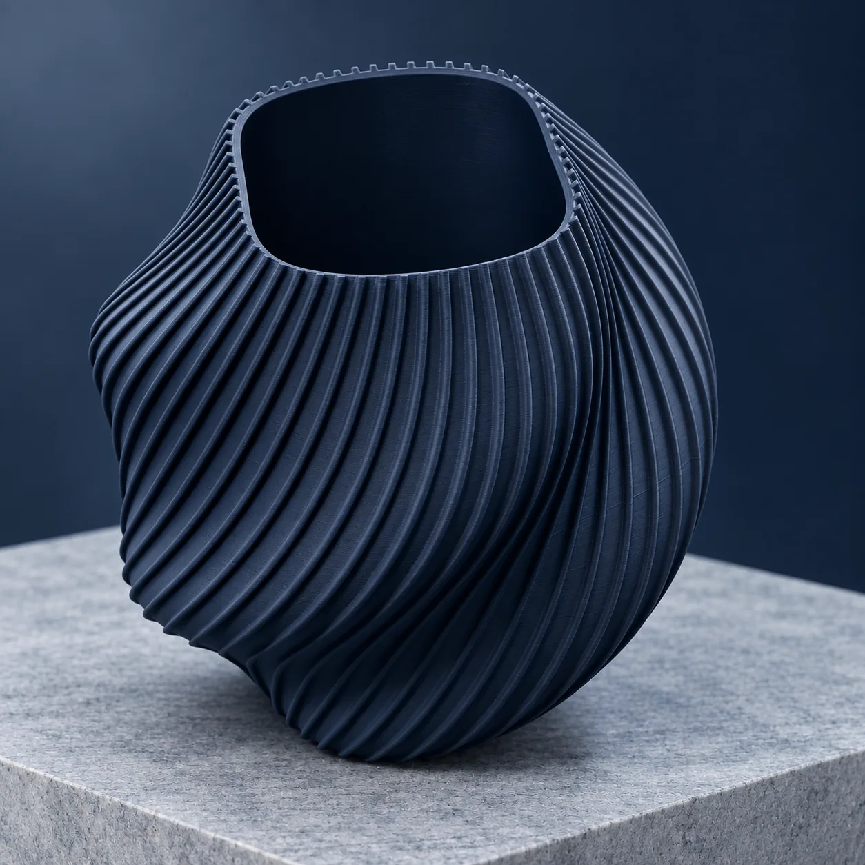 Navy spiral 3D-printed vessel